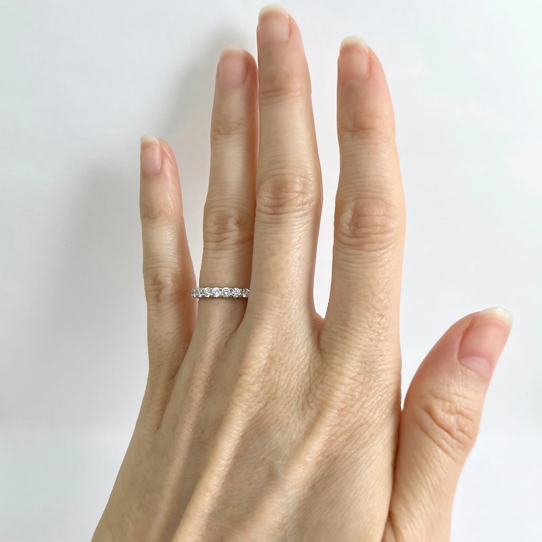 9-Stone Round Diamond Ring Wedding Band Platinum .52 CTW, Size 5 - 2