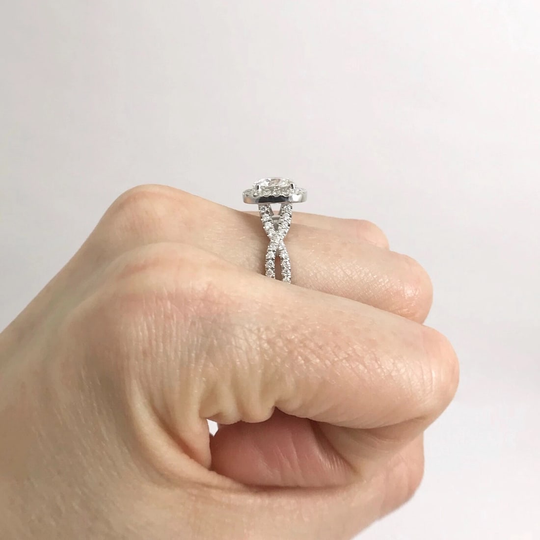 GIA Round Cushion Halo Diamond Engagement Ring 14K White Gold 2.41 CTW, 4.84 Gr - 6