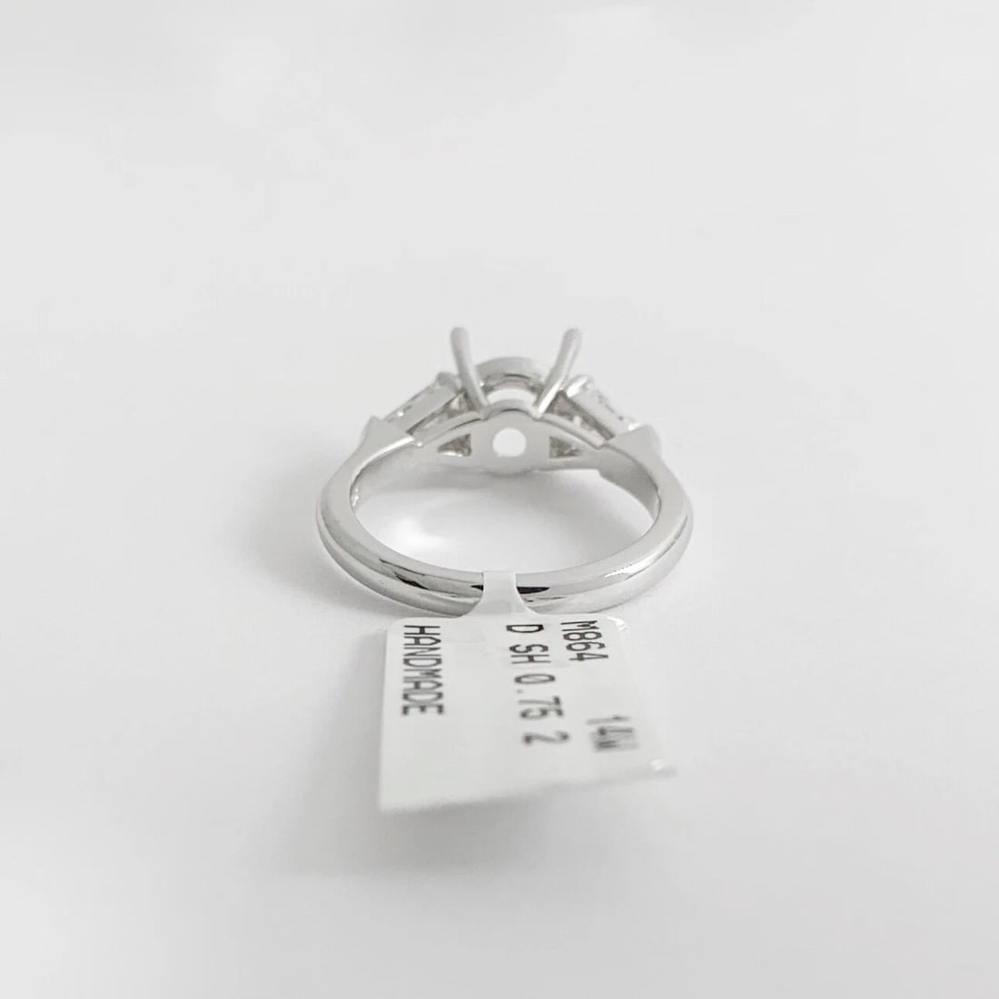Shield Diamond Engagement Ring Setting Mounting 14K White Gold .75 CTW - 11