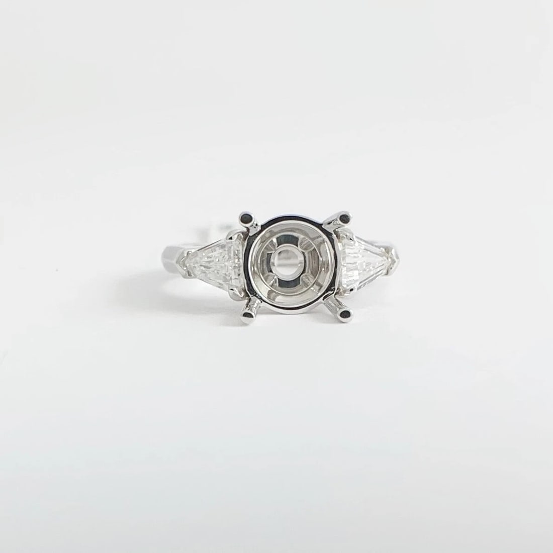 Shield Diamond Engagement Ring Setting Mounting 14K White Gold .75 CTW - 8