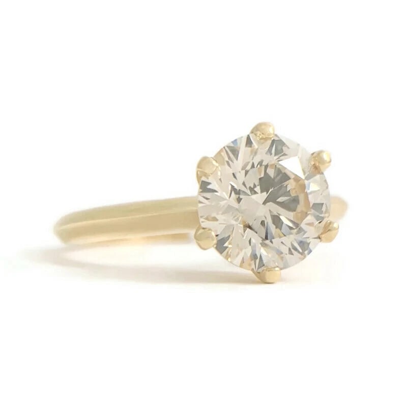 6-Prong Round Solitaire Diamond Engagement Ring 14K Yellow Gold 1.54 CT: 6-Prong Round Solitaire Diamond Engagement Ring 14K Yellow Gold 1.54 CT This is a gorgeous diamond engagement ring! Please let us know if you have any questions! Diamonds: 1 round brilliant cut, 1.54
