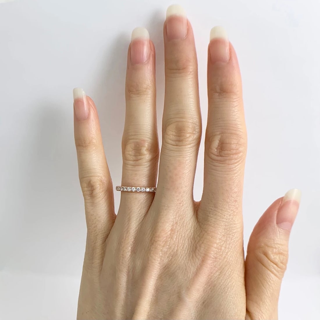 Round Diamond Eternity Ring Wedding Band 14K Pink Rose Gold Size 6.25, .71 CTW - 2