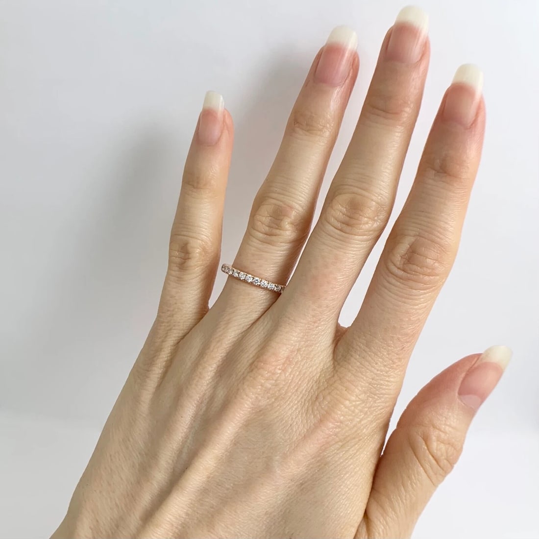 Round Diamond Eternity Ring Wedding Band 14K Pink Rose Gold Size 6.25, .71 CTW - 4