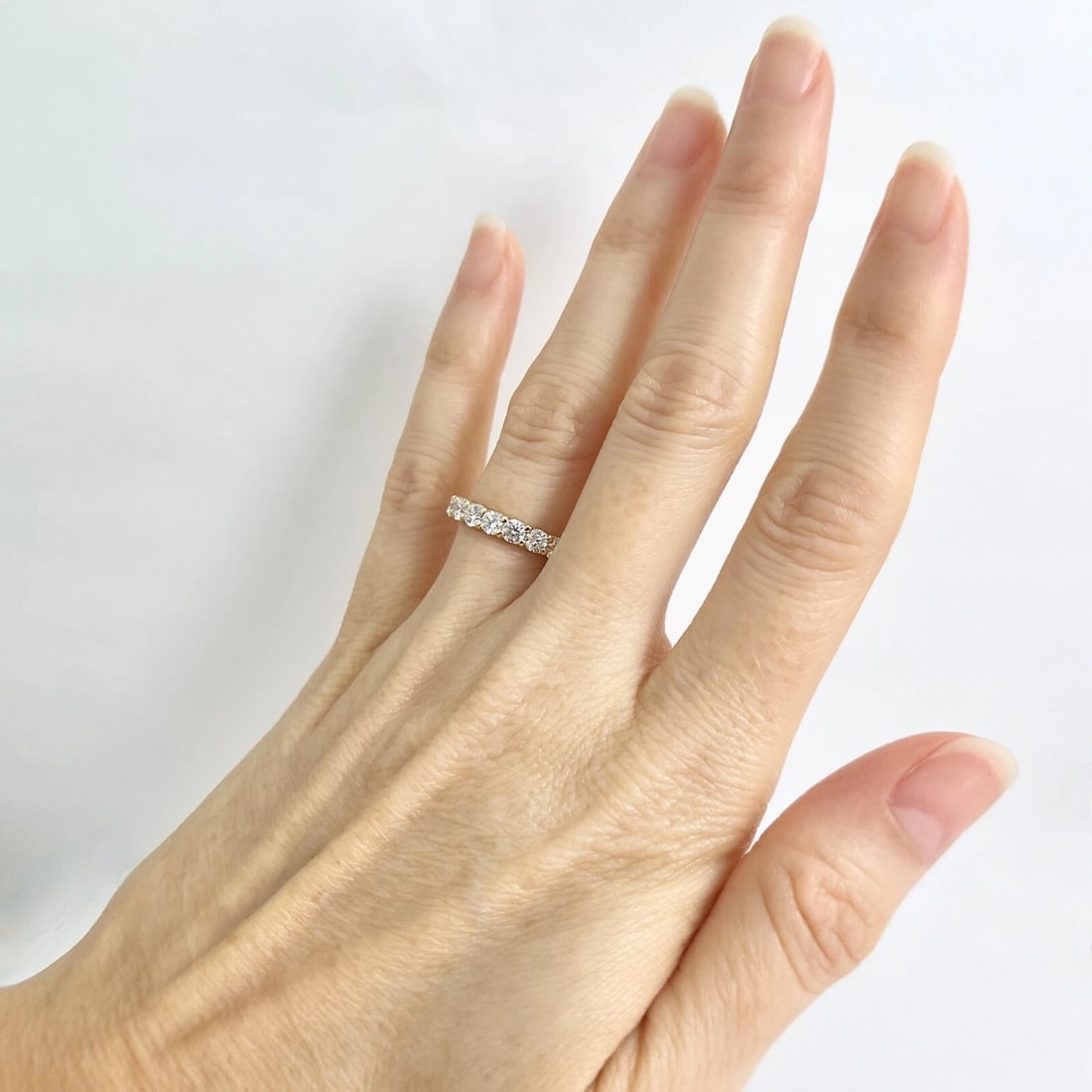 Round Diamond Eternity Ring Wedding Band 14K Yellow Gold, 2.10 CTW, Size 6.25 - 5