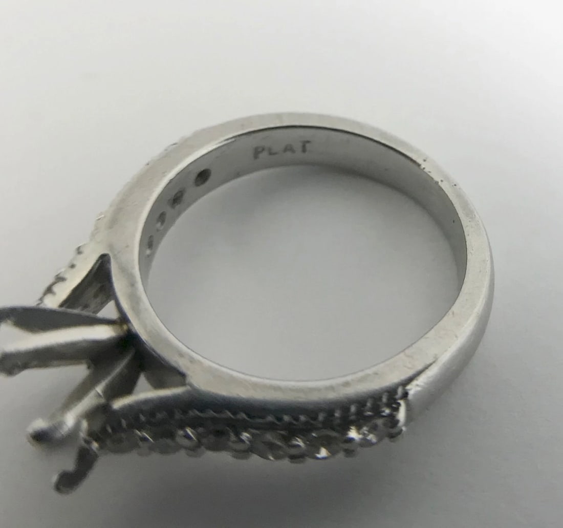 6-Prong Round Milgrain Diamond Platinum Engagement Ring Setting Mounting .15 CTW - 12