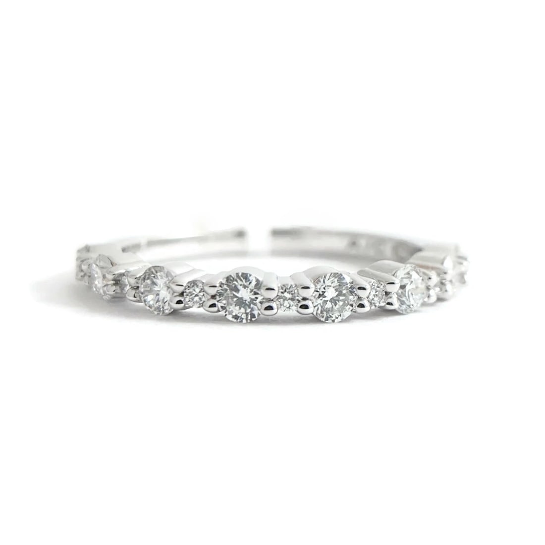 Big Small Round Diamond Wedding Band Anniversary Ring 14K White Gold, 2.35 Grams: Big Small Round Diamond Wedding Band Anniversary Ring 14K White Gold, 2.35 Grams This is a beautiful wedding band, anniversary ring or statement ring! Don't hesitate to ask any questions! Diamonds: 15