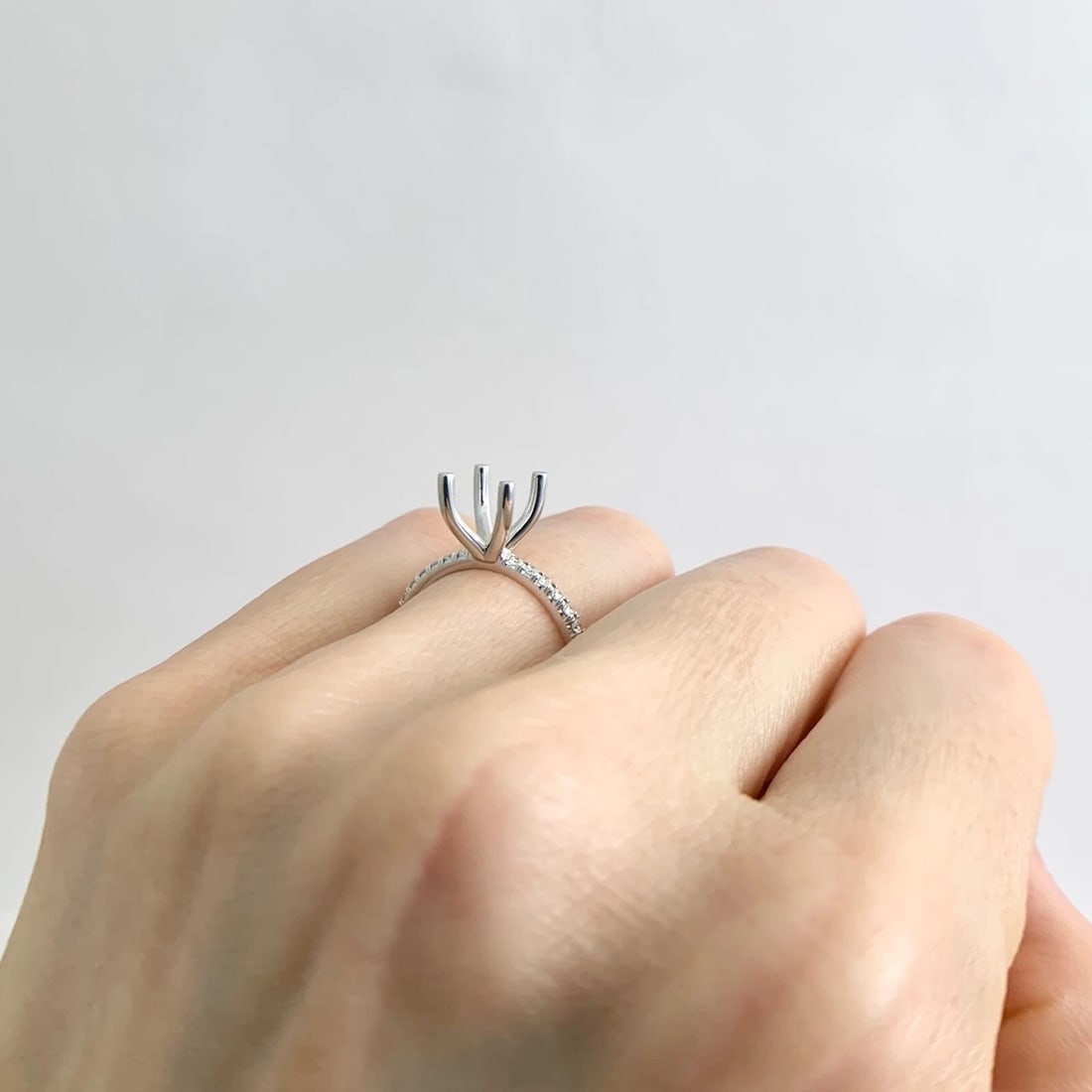 4-Prong Thin Diamond Engagement Ring Setting Mounting 14K White Gold, .30 CTW - 4