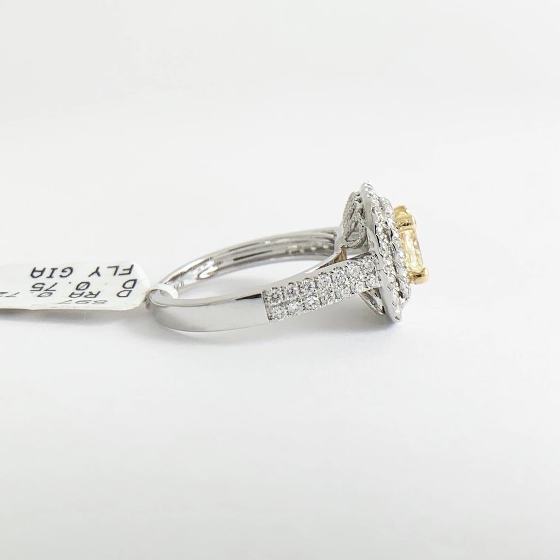 Yellow Radiant Diamond Double Halo Engagement Ring 18K White Gold 1.47 CTW - 7