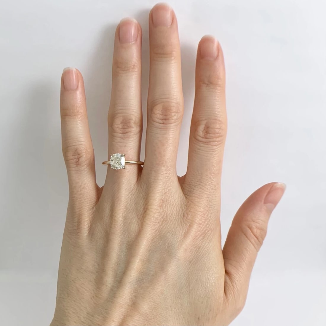 Cushion Solitaire Diamond Engagement Ring 14K Yellow Gold, 1.51 CT - 3