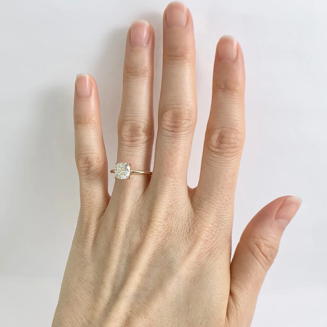 Cushion Solitaire Diamond Engagement Ring 14K Yellow Gold, 1.51 CT - 4