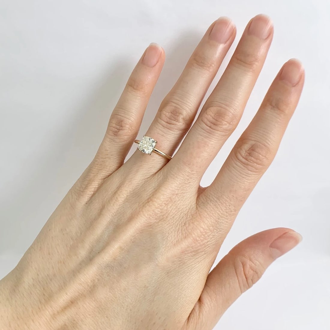 Cushion Solitaire Diamond Engagement Ring 14K Yellow Gold, 1.51 CT - 5
