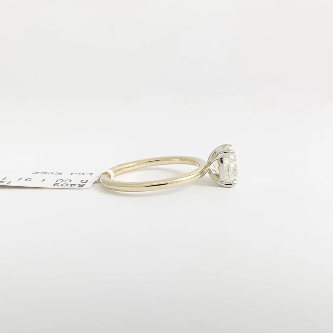 Cushion Solitaire Diamond Engagement Ring 14K Yellow Gold, 1.51 CT - 8