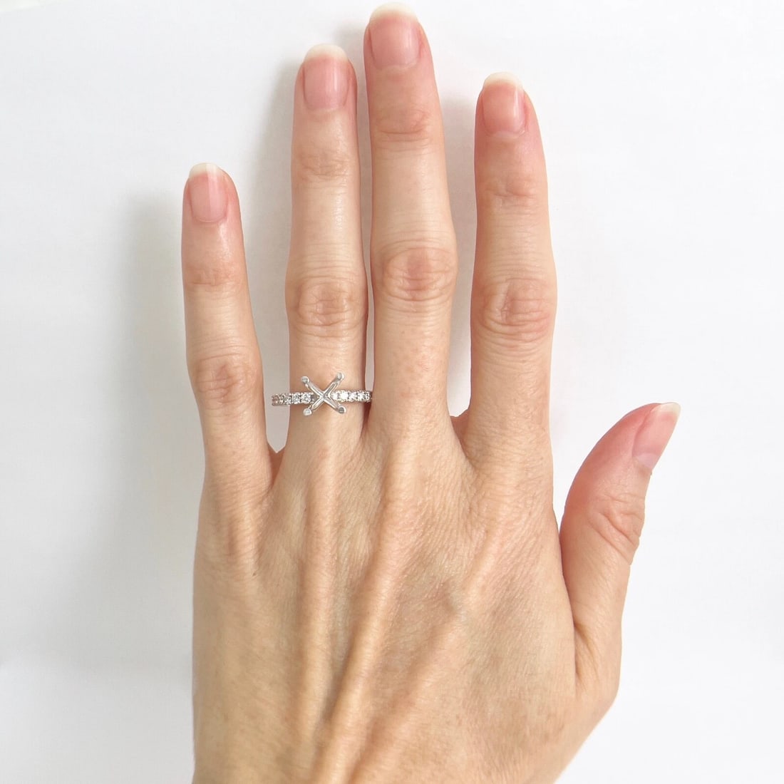 4-Prong Diamond Band Engagement Ring Setting Mounting 14K White Gold .66 CTW - 2