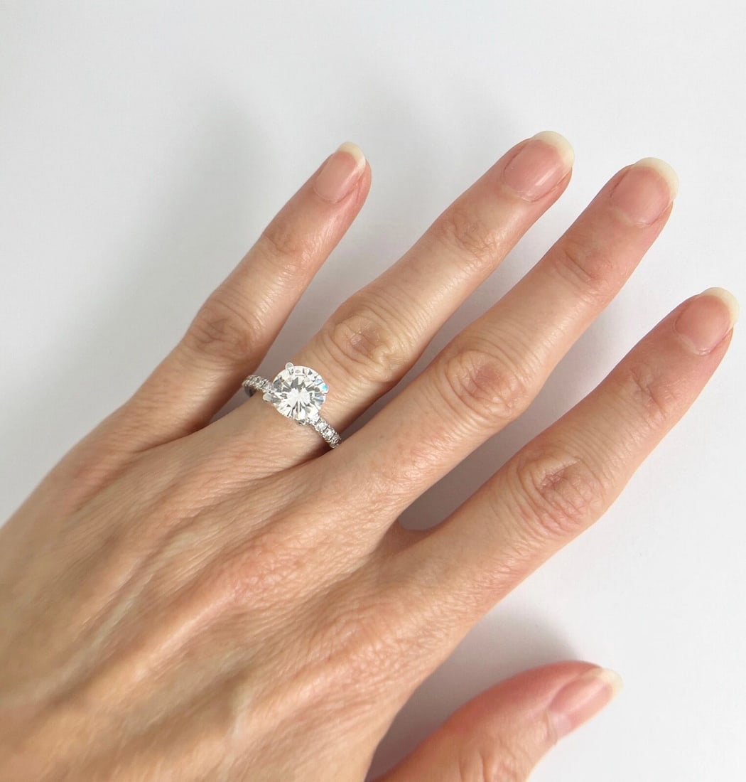 4-Prong Diamond Band Engagement Ring Setting Mounting 14K White Gold .66 CTW - 6