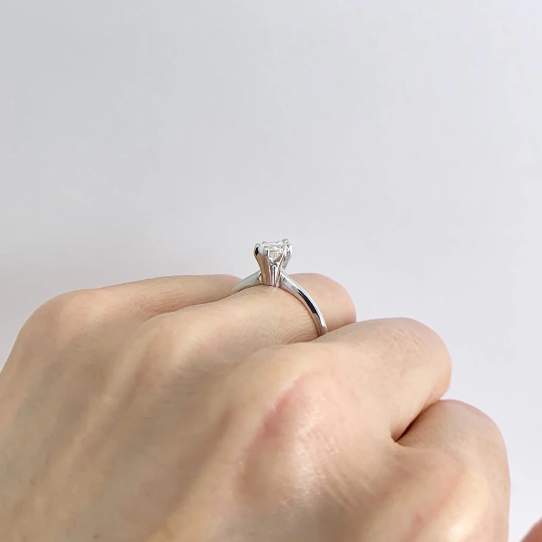Pear Solitaire Diamond Engagement Ring 14K White Gold .82 CT, 2.29 Grams - 5