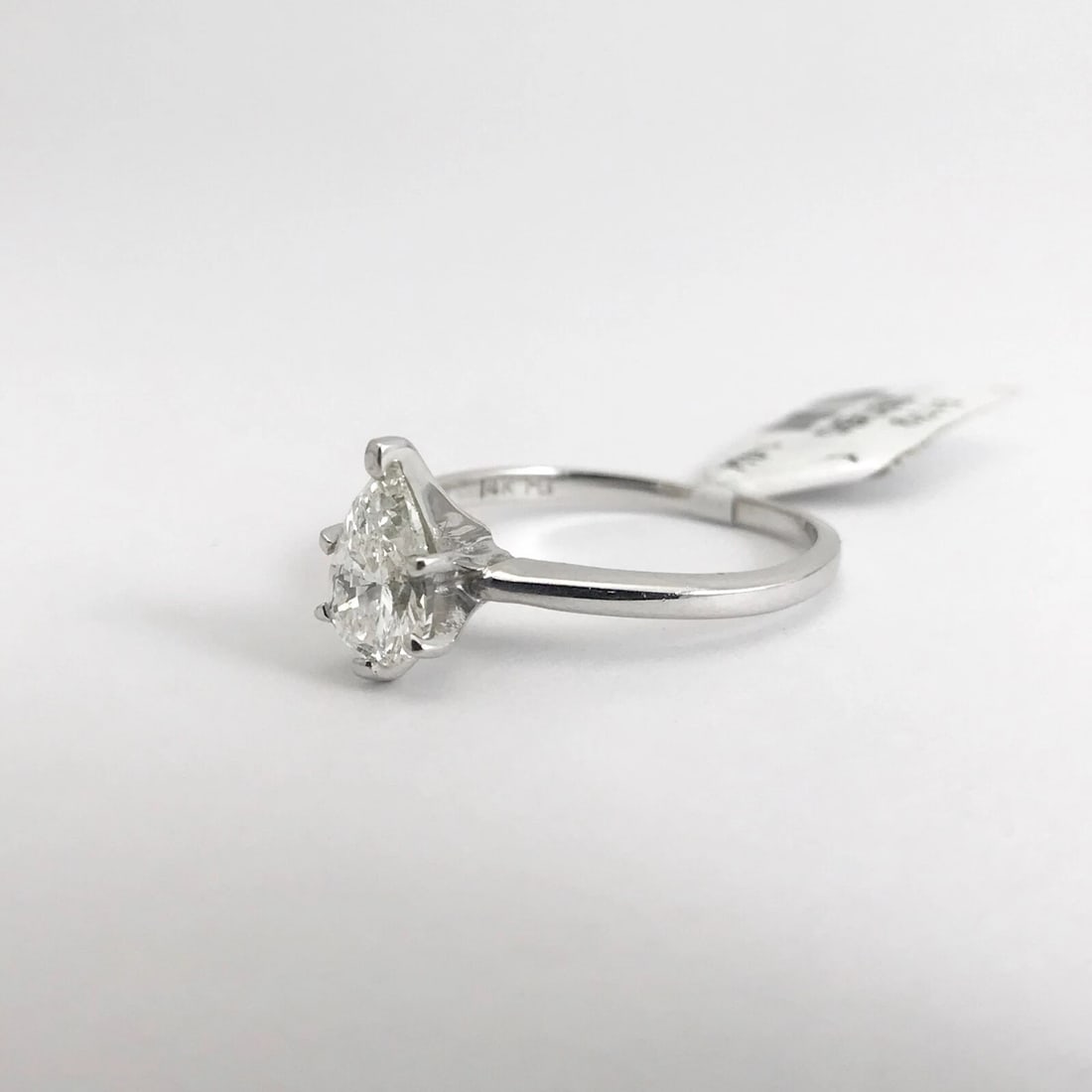 Pear Solitaire Diamond Engagement Ring 14K White Gold .82 CT, 2.29 Grams - 6