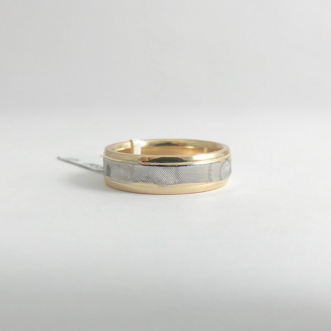 Men's Two-Tone Wedding Band Ring 14K Yellow White Gold Size 8, 5.9 mm, 7.6 Grams - 8