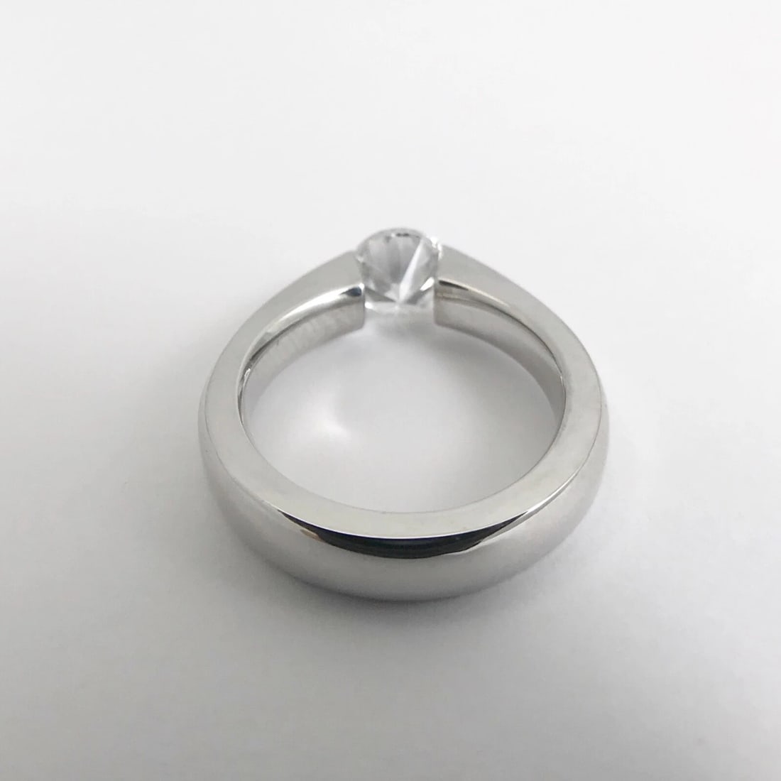 Certified Round Diamond Wide Tension Set Engagement Ring 14K White Gold .96 CT - 8