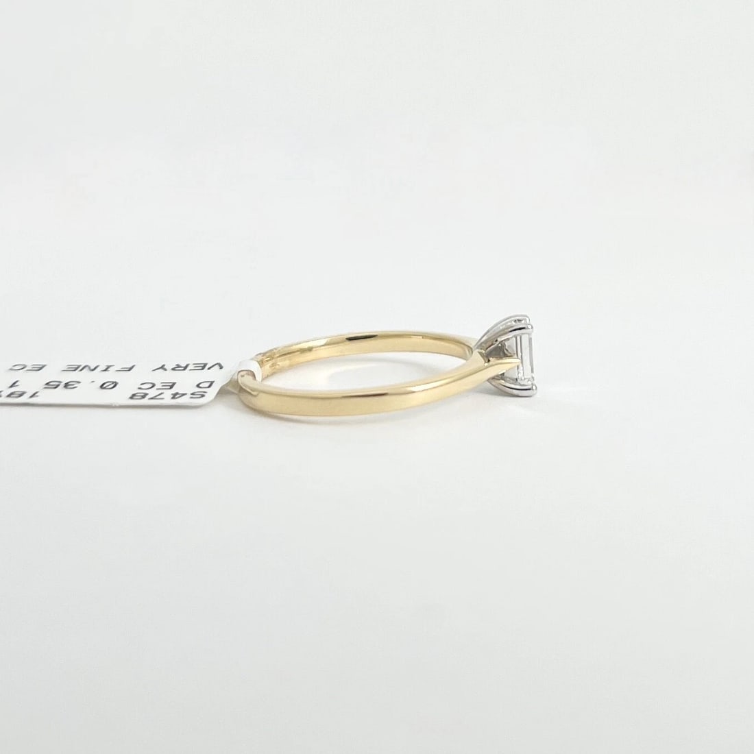 Emerald Cut Diamond Solitaire Engagement Ring 18K Yellow Gold, .35 CT - 6
