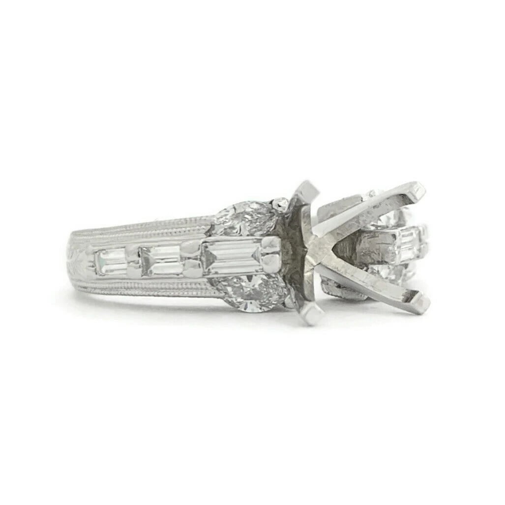 Marquise Diamond Textured Milgrain Engagement Ring Setting Mounting Platinum: Marquise Diamond Textured Milgrain Engagement Ring Setting Mounting Platinum This is a gorgeous diamond engagement ring mounting ready to house a diamond or gemstone of your choice. Don't hesitate to