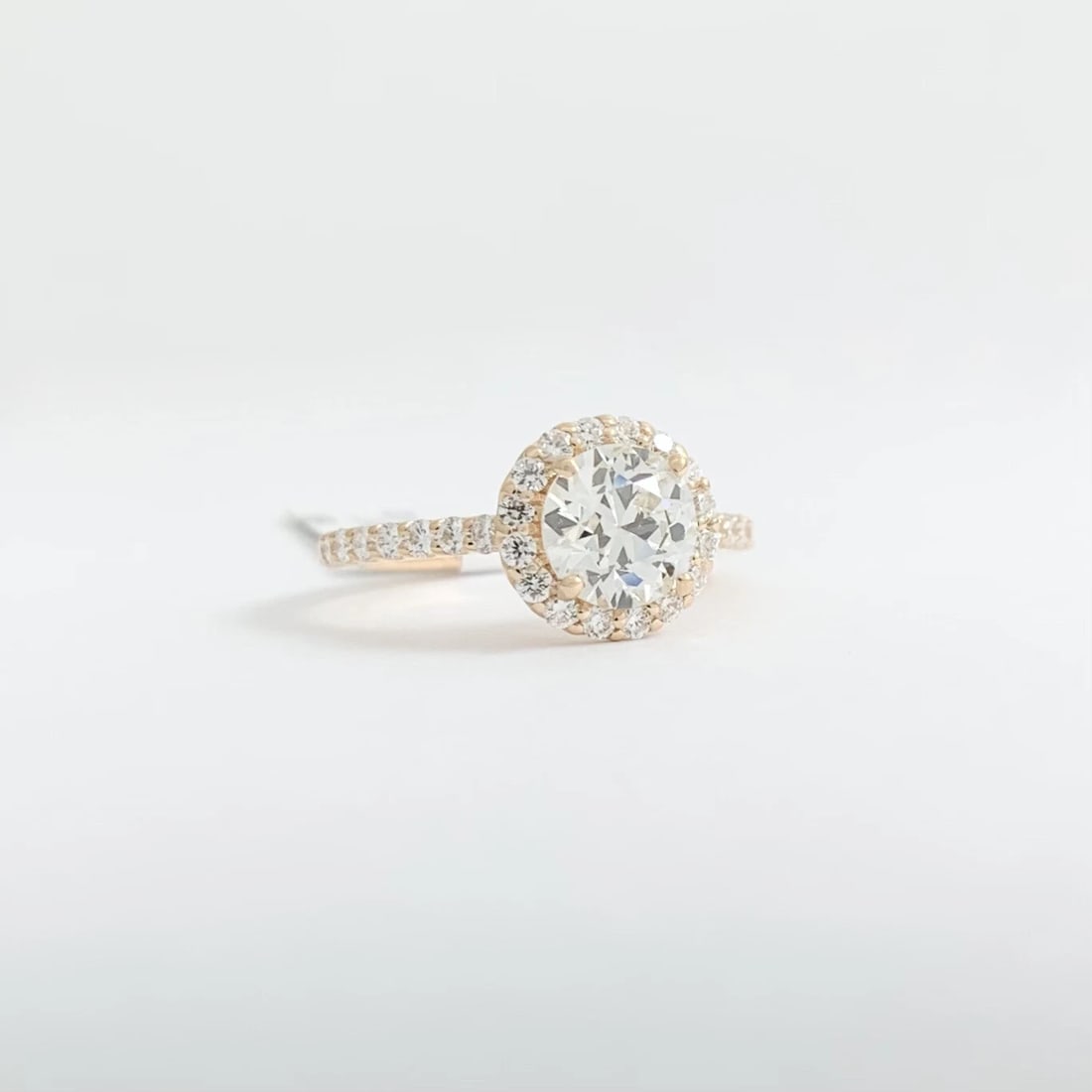 GIA Round Diamond Halo Engagement Ring 18K Pink Rose Gold, 1.45 CTW - 7