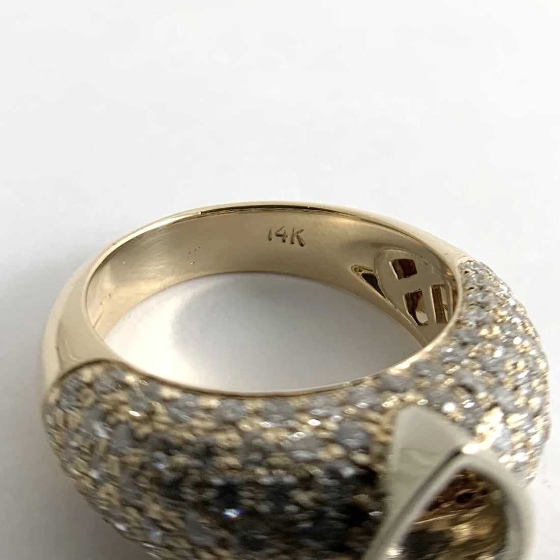 Pave Diamond Pear Bezel Engagement Ring Setting Mounting 14K Yellow Gold 10.22 G - 11