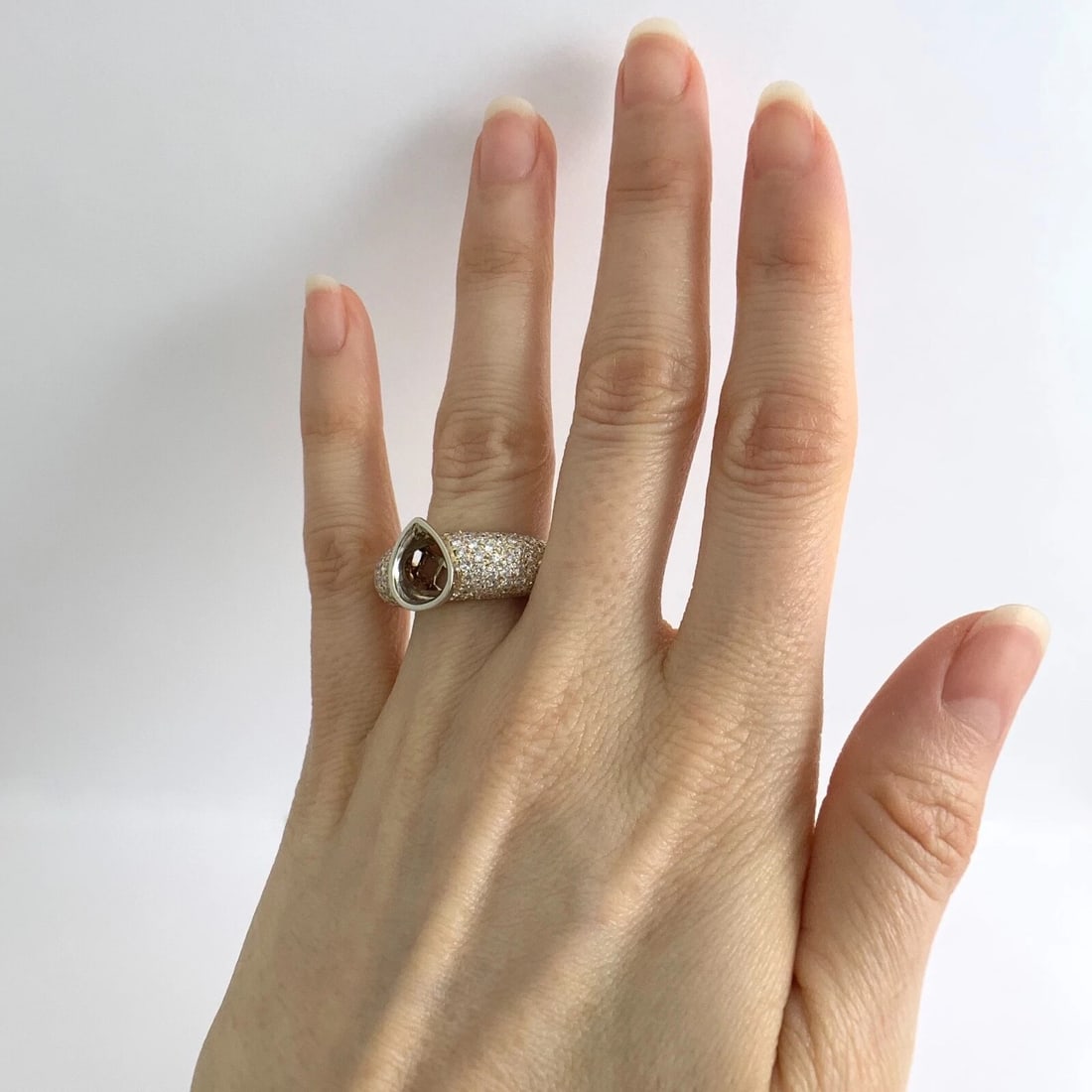 Pave Diamond Pear Bezel Engagement Ring Setting Mounting 14K Yellow Gold 10.22 G - 3