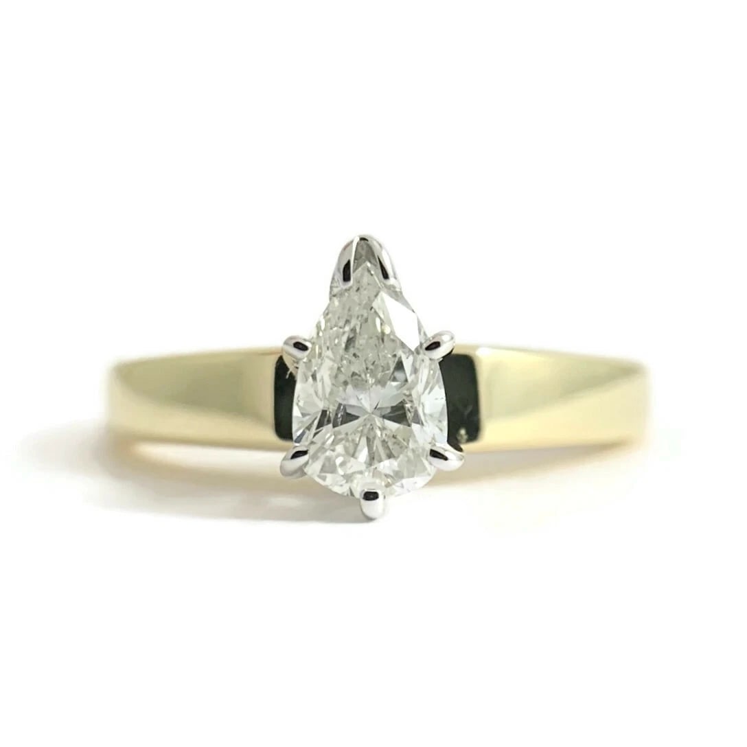 Pear Solitaire Diamond Engagement Ring 14K Yellow Gold, .45 CT, 2.91 Grams: Pear Solitaire Diamond Engagement Ring 14K Yellow Gold, .45 CT, 2.91 Grams This lovely diamond engagement ring is sure to make her smile! Don't hesitate to ask any questions! Diamonds: 1 pear, .45