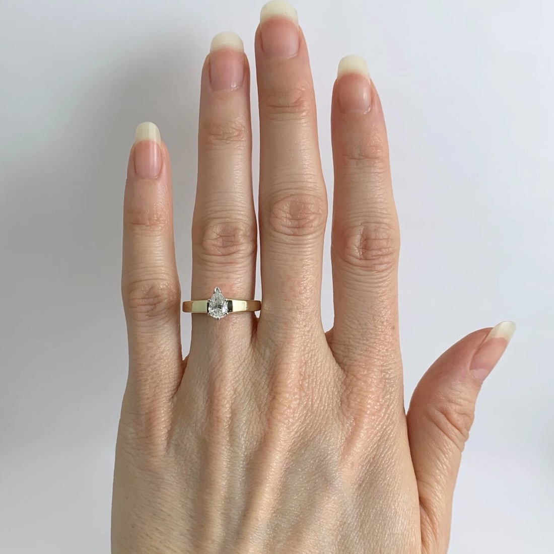 Pear Solitaire Diamond Engagement Ring 14K Yellow Gold, .45 CT, 2.91 Grams - 2