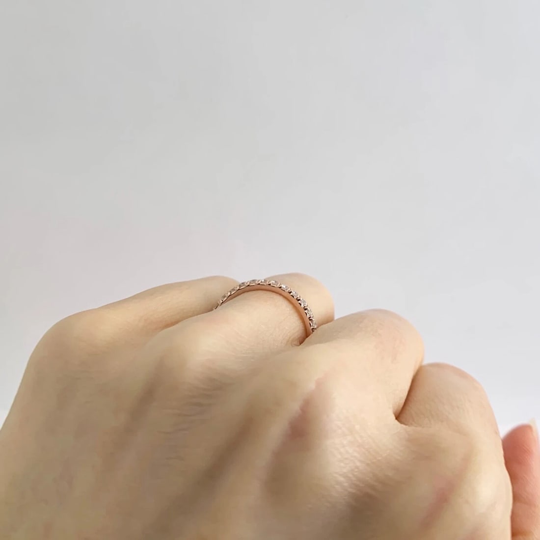 Thin Round Diamond Eternity Wedding Band Ring 14K Pink Rose Gold .65 CTW, Size 6 - 5