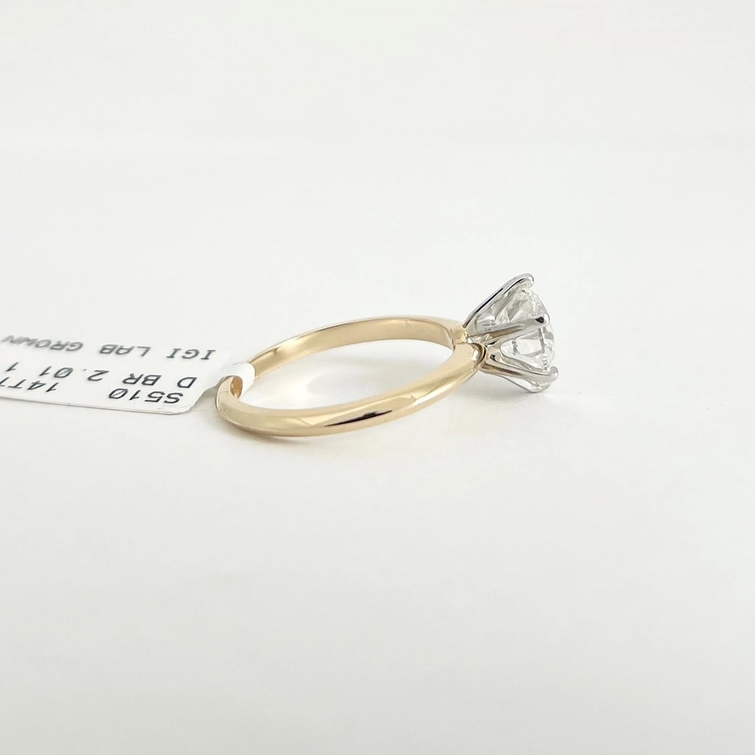 Round Lab-Created Diamond Solitaire Engagement Ring 14K Yellow Gold, 2.01 CT - 6