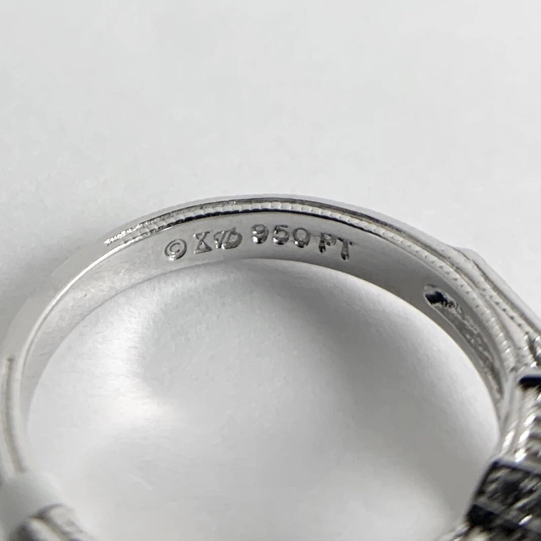 Pave Diamond Textured Engagement Ring Setting Mounting Platinum .25 CTW, 5.45 Gr - 12