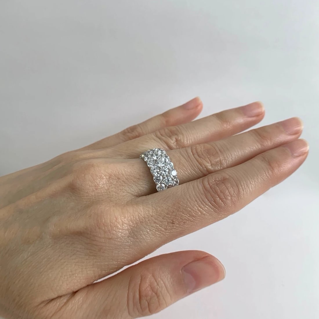 Wide CZ Cubic Zirconia Wedding Band Ring Sterling Silver 4.00 CTW, 9.72 Grams - 4