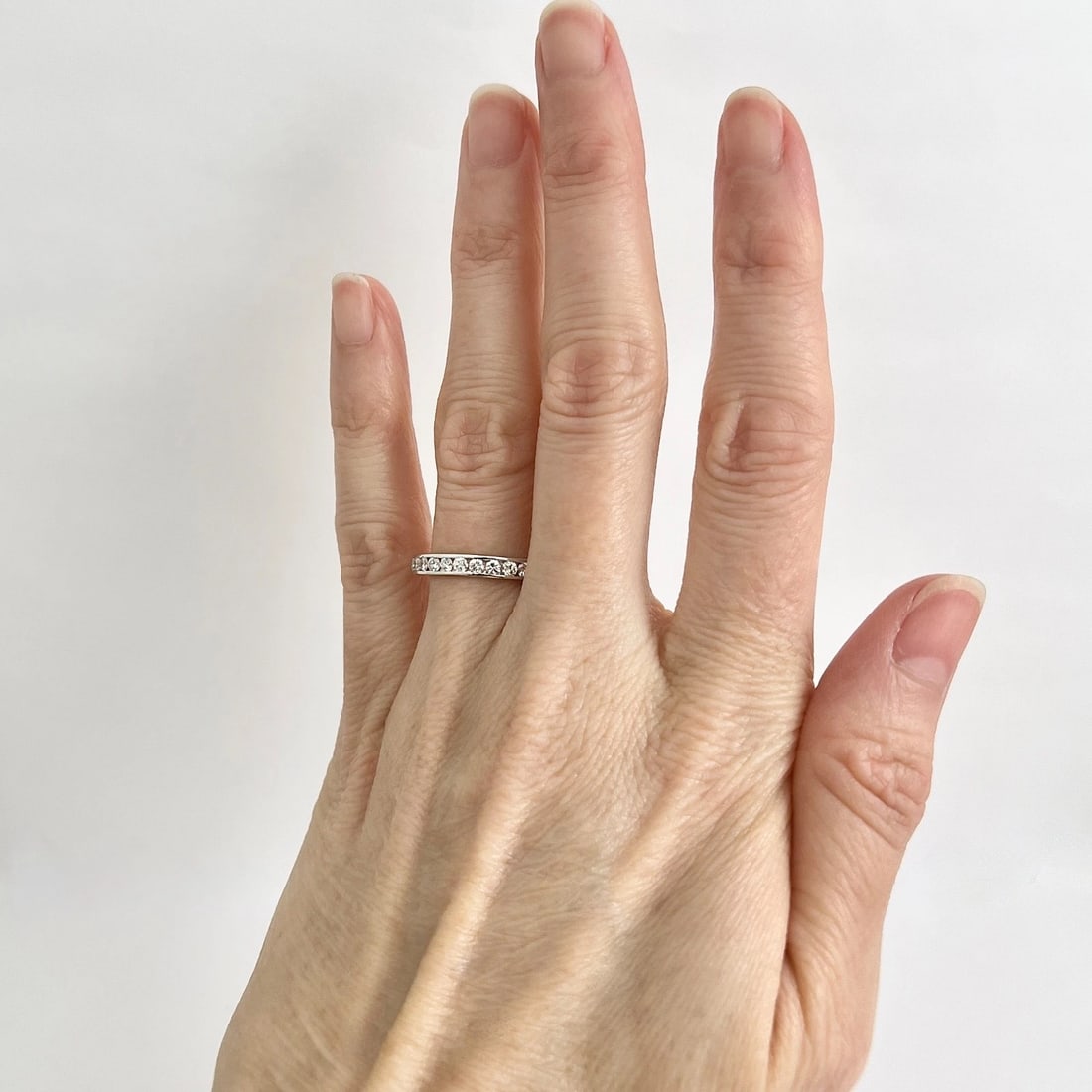 Round Diamond Channel-Set Wedding Band Ring 18K White Gold, Size 6, .35 CTW - 2
