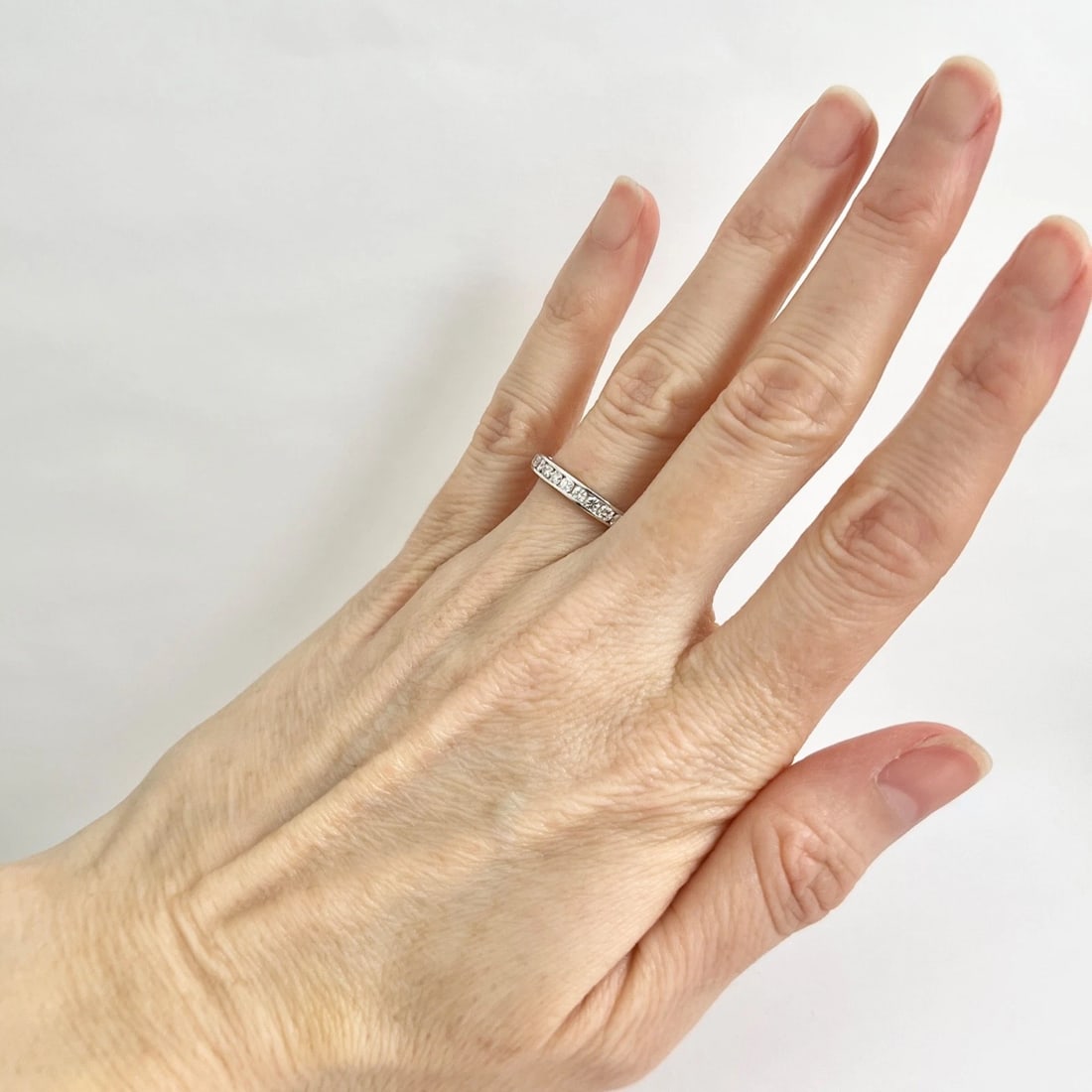 Round Diamond Channel-Set Wedding Band Ring 18K White Gold, Size 6, .35 CTW - 3