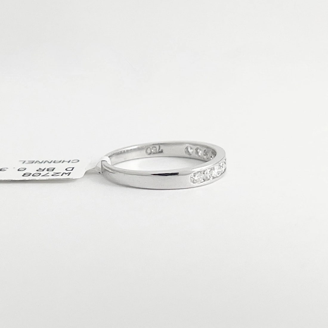 Round Diamond Channel-Set Wedding Band Ring 18K White Gold, Size 6, .35 CTW - 5