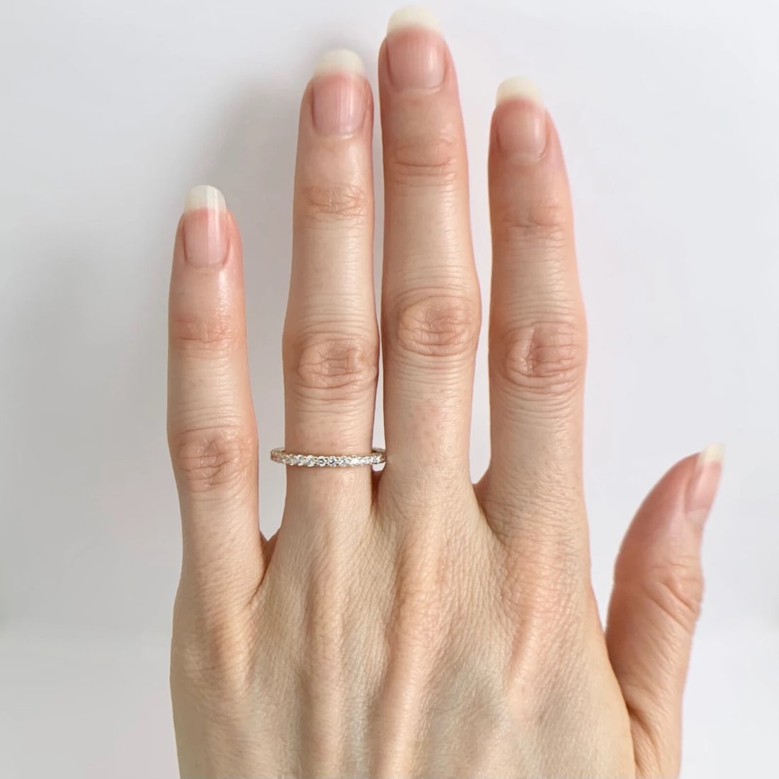 Thin Round Diamond Eternity Ring Wedding Band 14K Yellow Gold Size 6, .65 CTW - 2