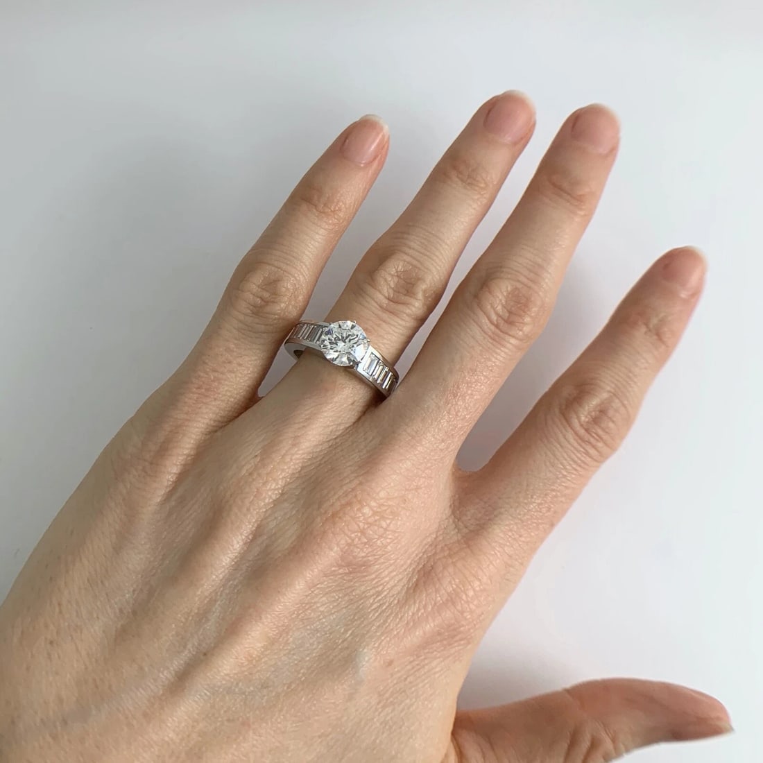 Emerald Cut Channel-Set Diamond Engagement Ring Setting Mounting 14K White Gold - 3