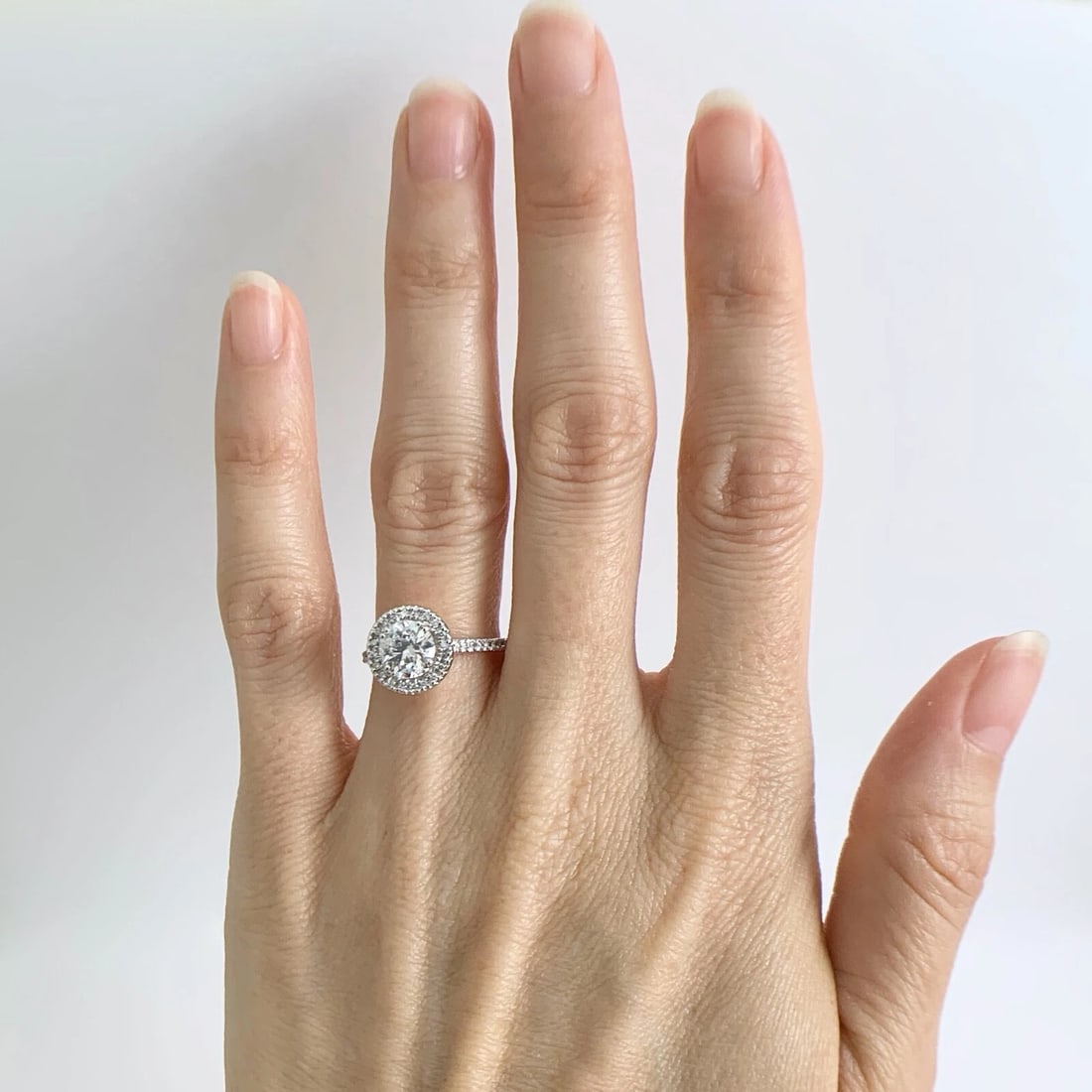 Round Diamond Halo Cathedral Eternity Engagement Ring 14K White Gold 1.40 CTW - 2