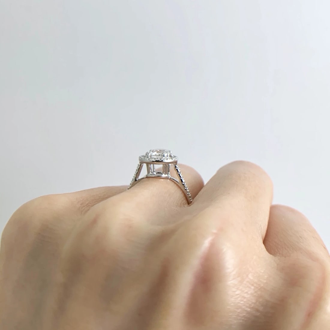 Round Diamond Halo Cathedral Eternity Engagement Ring 14K White Gold 1.40 CTW - 6