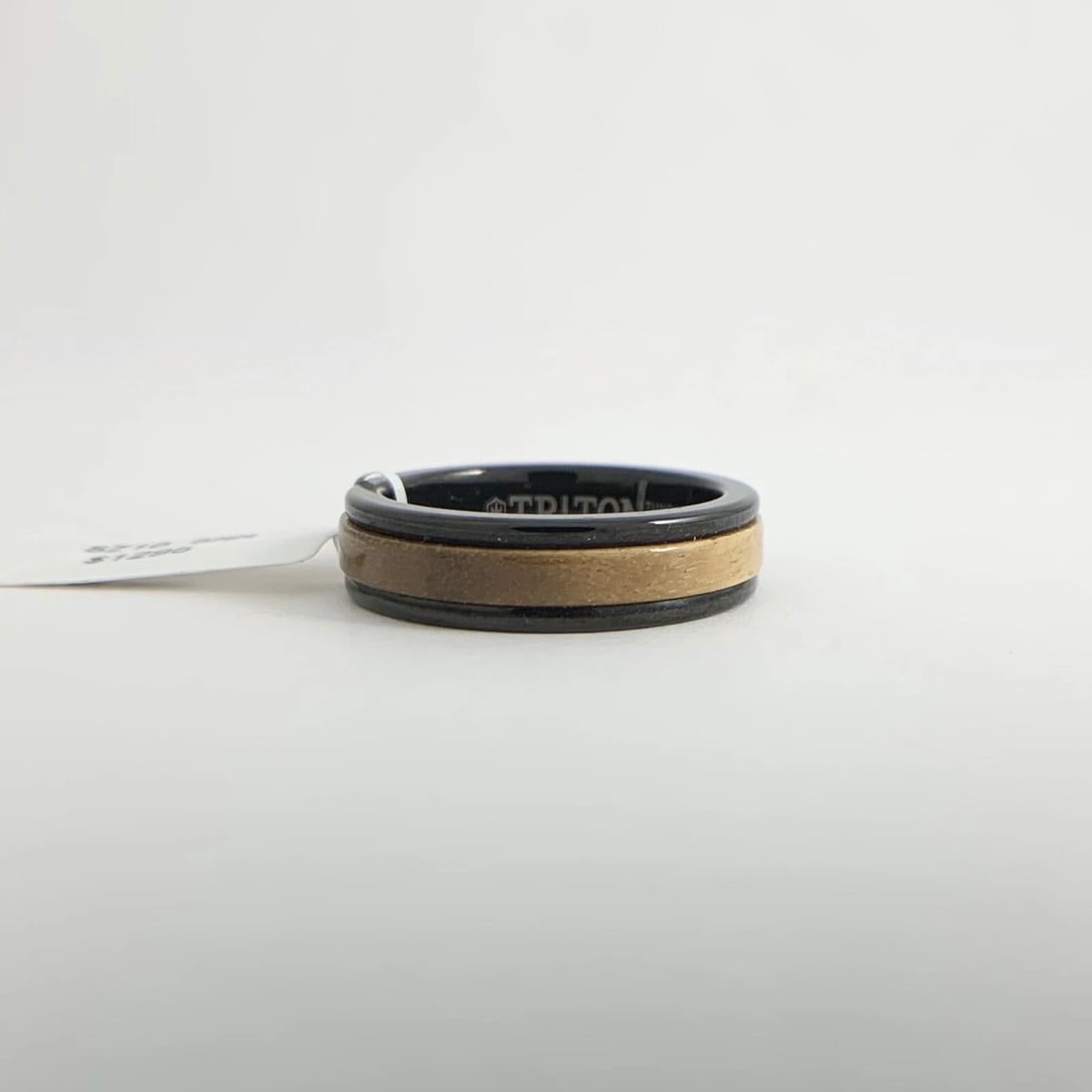 Men's Wood Insert Black Wedding Band Ring in Tungsten Size 10, 6 mm - 8