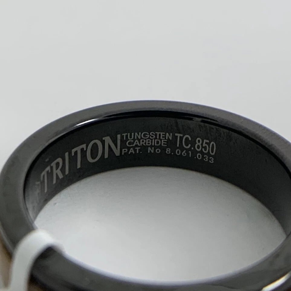 Men's Wood Insert Black Wedding Band Ring in Tungsten Size 10, 6 mm - 9