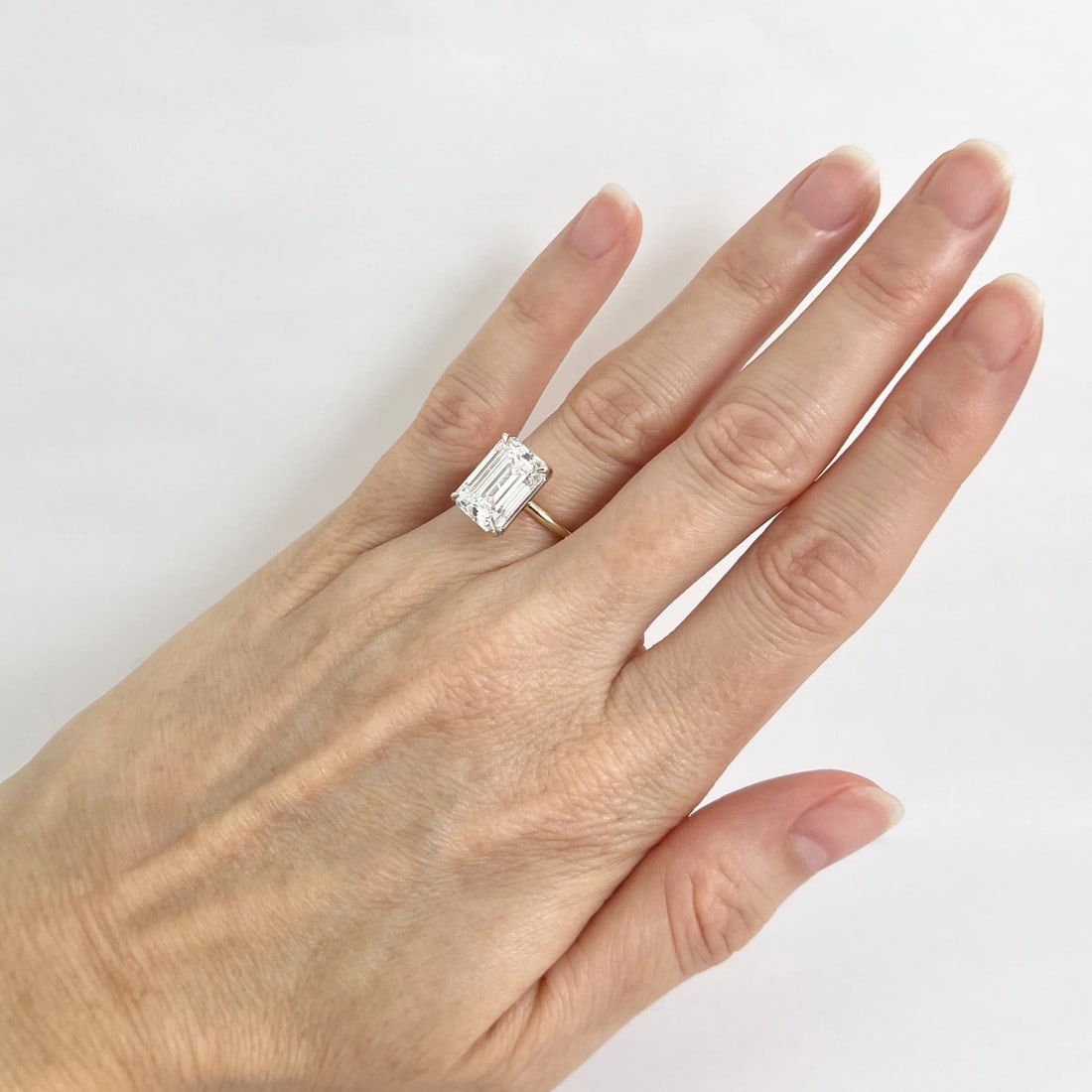 GIA Emerald Cut Lab-Created Diamond Engagement Ring 14K Yellow Gold, 4.55 CT - 4