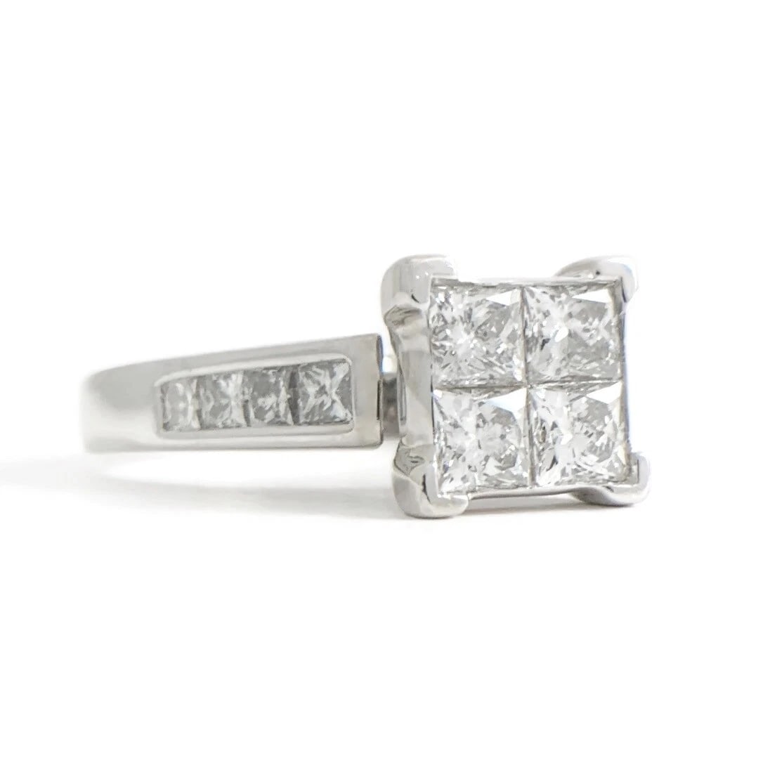 Princess Invisible Channel-Set Diamond Engagement Ring 14K White Gold, 1.60 CTW: Princess Invisible Channel-Set Diamond Engagement Ring 14K White Gold, 1.60 CTW This is a stunning diamond engagement ring! Please let us know if you have any questions. Diamonds: 12 princess cuts, 1.