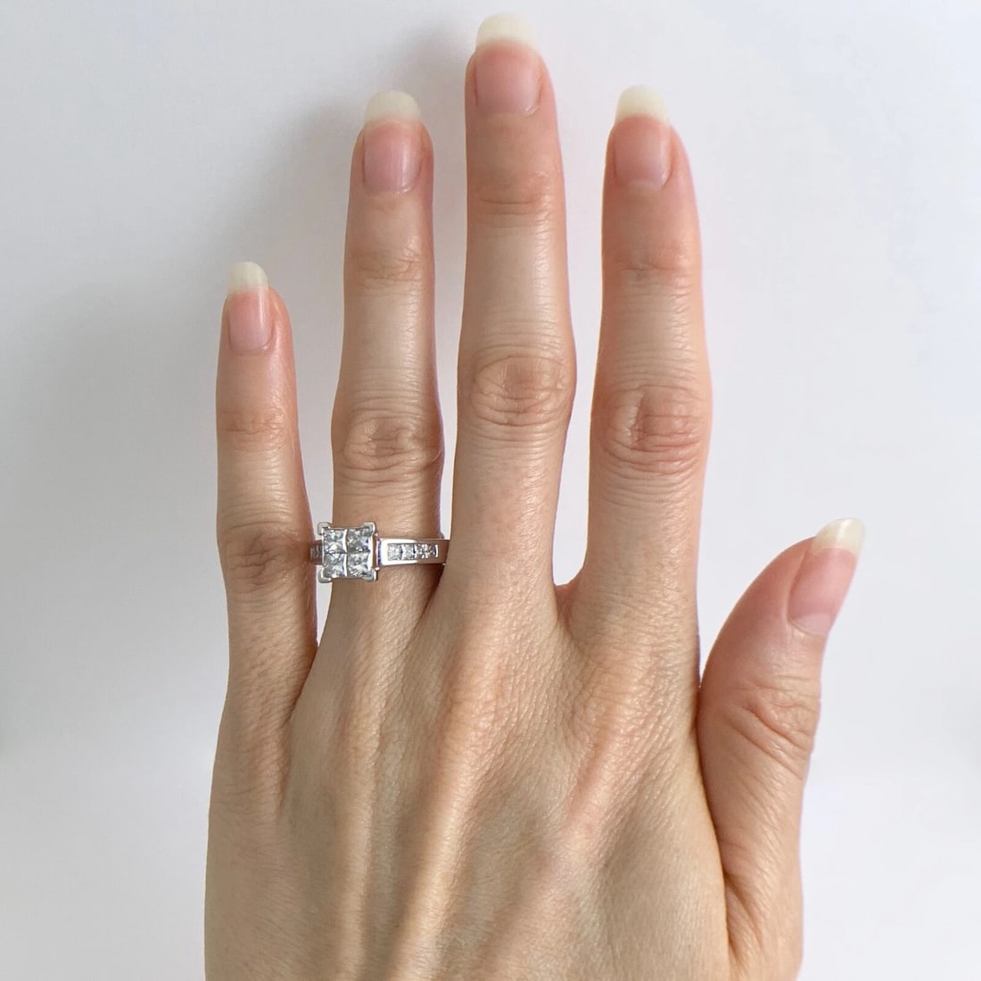 Princess Invisible Channel-Set Diamond Engagement Ring 14K White Gold, 1.60 CTW - 3