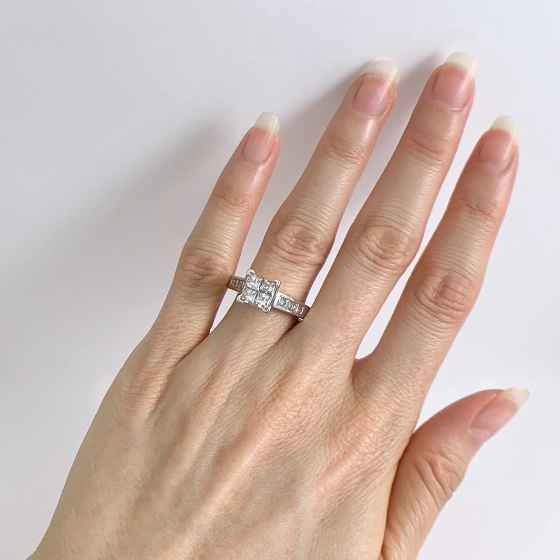 Princess Invisible Channel-Set Diamond Engagement Ring 14K White Gold, 1.60 CTW - 4