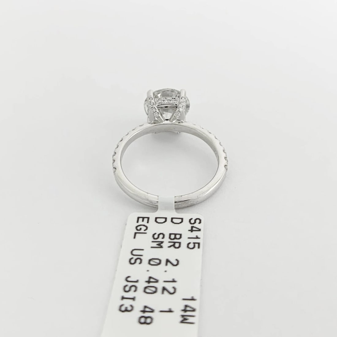 EGL Round Solitaire Diamond Hidden Halo Engagement Ring 14K White Gold, 2.52 CTW - 10
