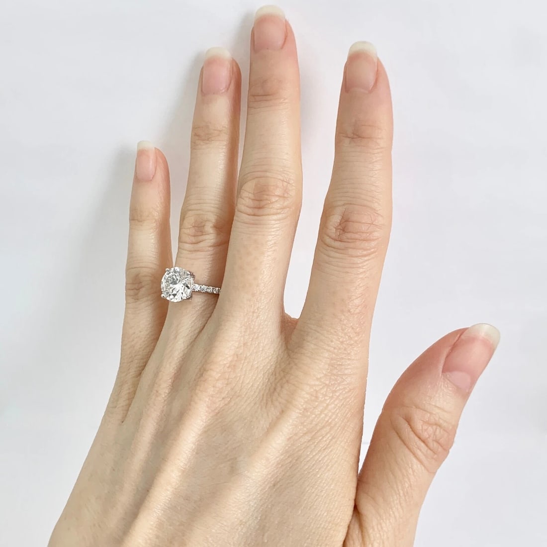 EGL Round Solitaire Diamond Hidden Halo Engagement Ring 14K White Gold, 2.52 CTW - 5