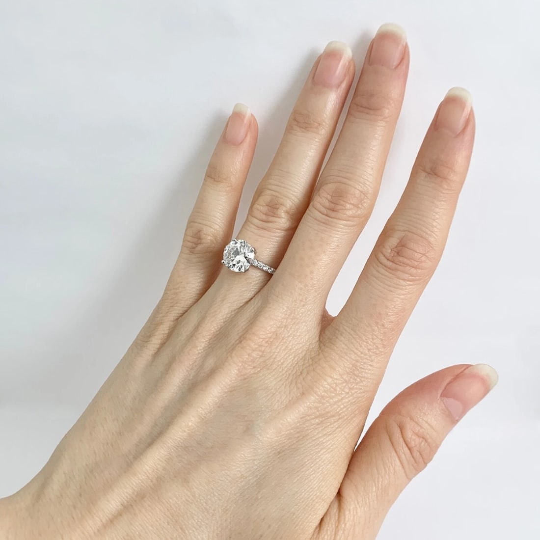 EGL Round Solitaire Diamond Hidden Halo Engagement Ring 14K White Gold, 2.52 CTW - 6