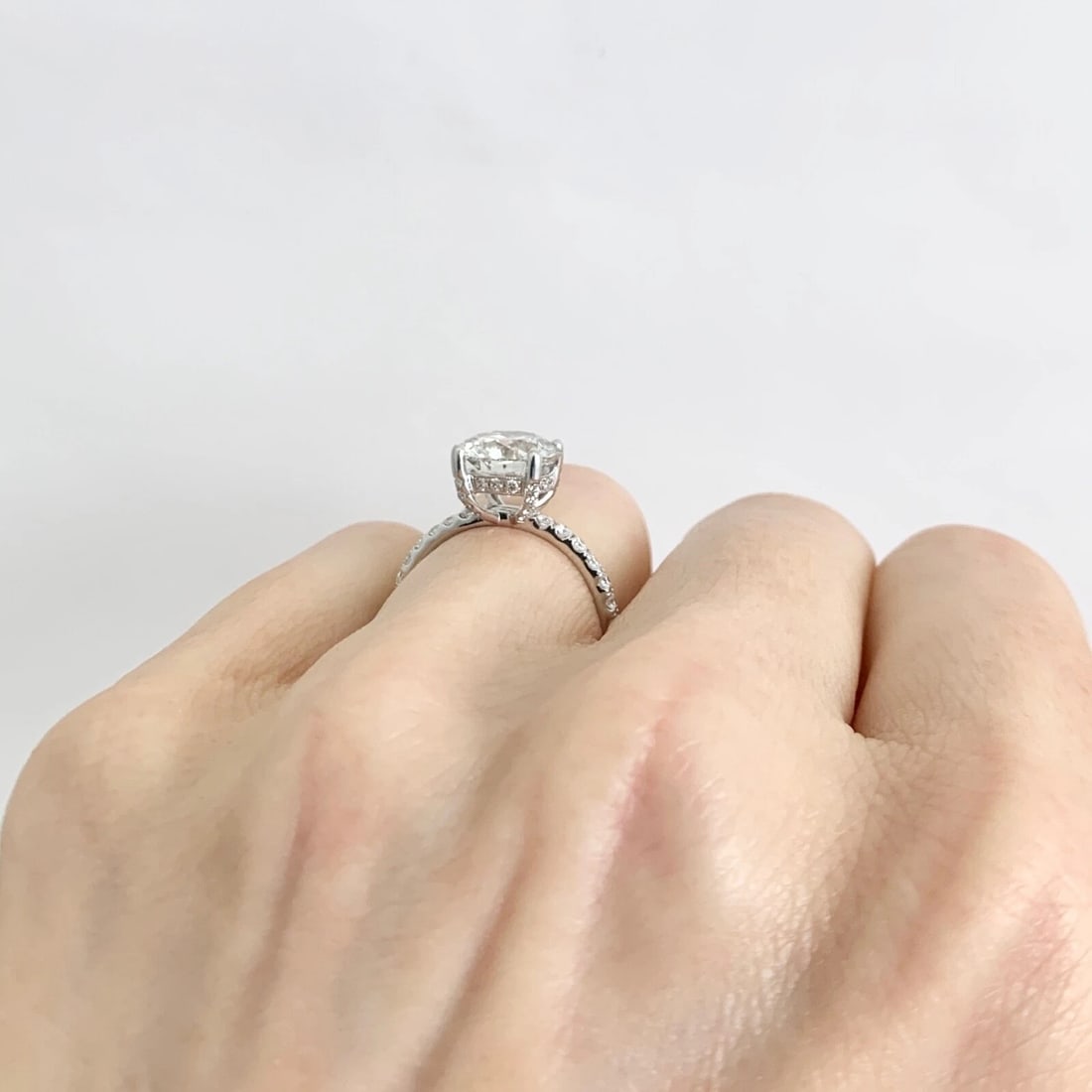 EGL Round Solitaire Diamond Hidden Halo Engagement Ring 14K White Gold, 2.52 CTW - 8